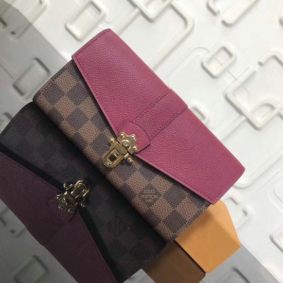 Portafoglio Louis Vuitton Damier Ebene In Tela Clapton Bordeaux N64449