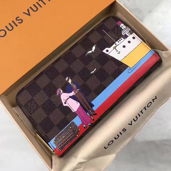 Portafoglio Louis Vuitton Damier Ebene In Tela Zippy N41665