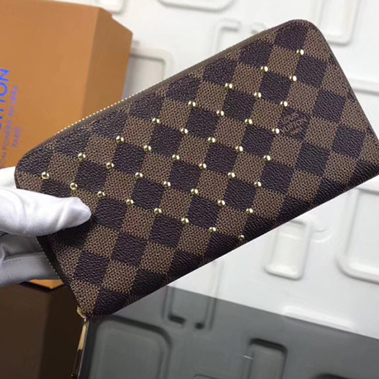 Portafoglio Louis Vuitton Damier Ebene In Tela Zippy N60015