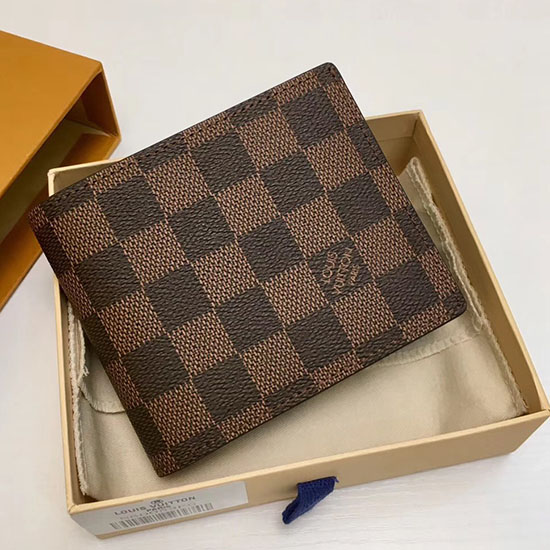 Portafoglio Louis Vuitton Damier Ebene Tela Amerigo N60053