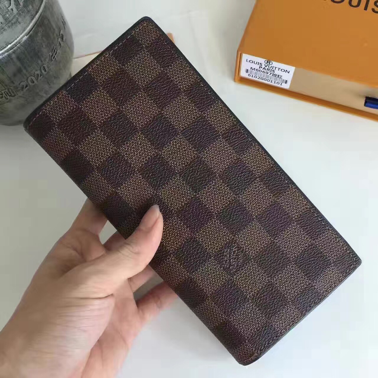 Portafoglio Louis Vuitton Damier Ebene Tela Brazza N63168