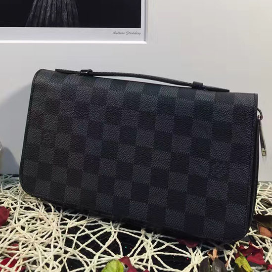 Portafoglio Louis Vuitton Damier In Tela Grafite Zippy Xl N41503