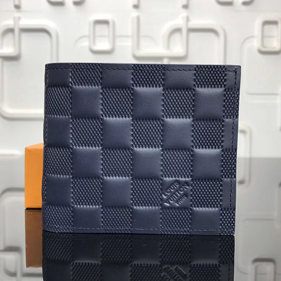 Portafoglio Louis Vuitton Damier Infini In Pelle Marco Blu N63334