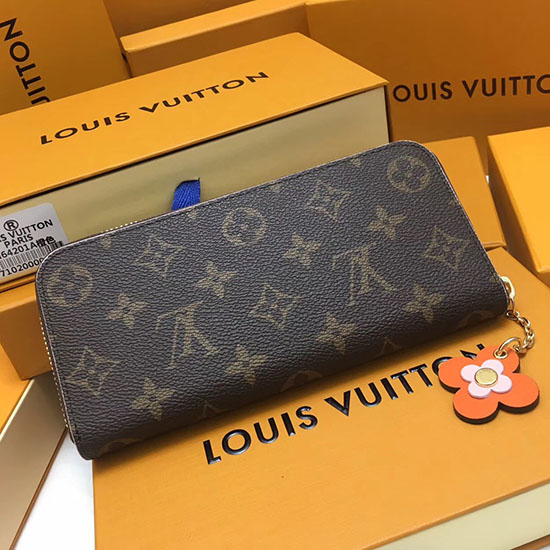 Portafoglio Louis Vuitton In Tela Monogram Clemence Arancione M64201