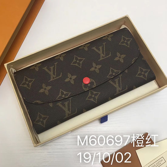 Portafoglio Louis Vuitton In Tela Monogram Emilie Rosso Chiaro M60697