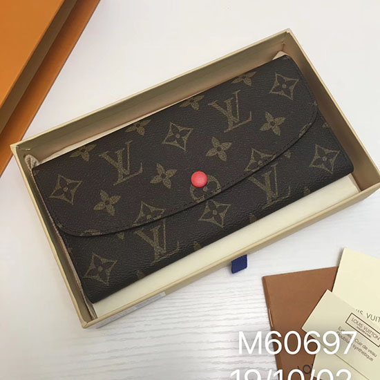 Portafoglio Louis Vuitton In Tela Monogram Emilie Rosso M60697