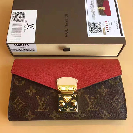 Portafoglio Louis Vuitton In Tela Monogram Pallas Ciliegia M41948