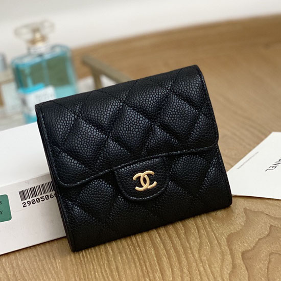 Portafoglio Piccolo Chanel Nero Con Oro Ap81528