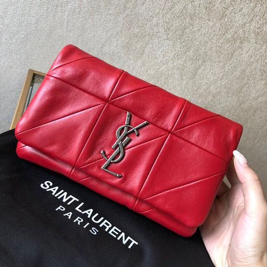 Portafoglio Saint Laurent Jamie Con Catena In Pelle Di Agnello Rosso 517614