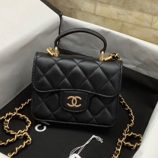 Portamonete Chanel Con Patta E Catena Nera Ap2200