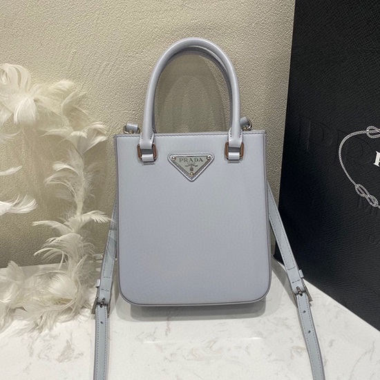 Prada Borsa Piccola In Pelle Spazzolata Blu 1ba331