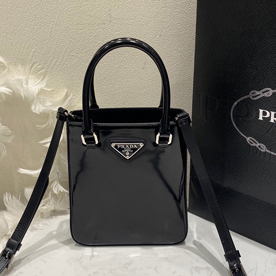 Prada Borsa Piccola In Pelle Spazzolata Nera 1ba331