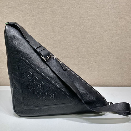 Prada Borsa Triangolare Grande In Pelle Nera 2vy007