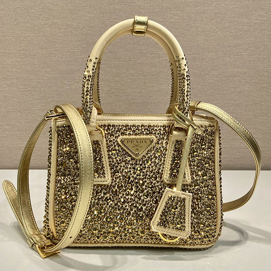 Prada Galleria Miniborsa In Raso Con Cristalli Oro 1ba906