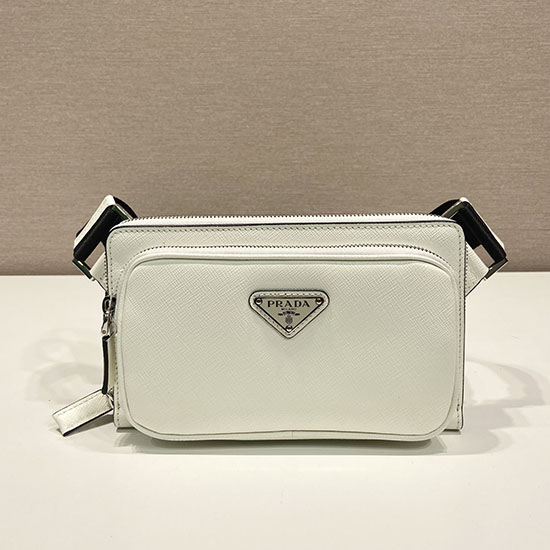 Prada Marsupio In Pelle Saffiano Bianco 2vh156