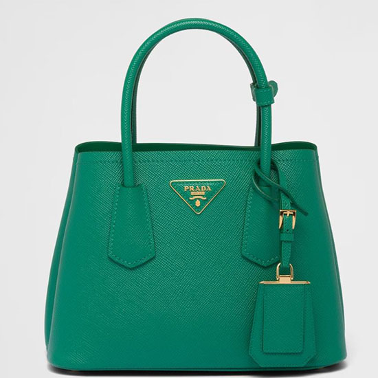 Prada Mini Borsa Doppia In Pelle Saffiano Verde 1bg443