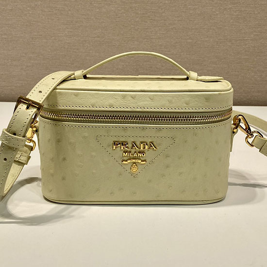 Prada Mini Borsa In Pelle Con Vene Di Struzzo Gialla 1bh202