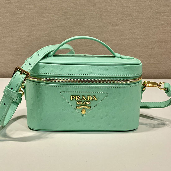 Prada Mini Borsa In Pelle Con Vene Di Struzzo Verde 1bh202