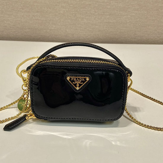 Prada Mini Pochette In Vernice Nera 1nr025