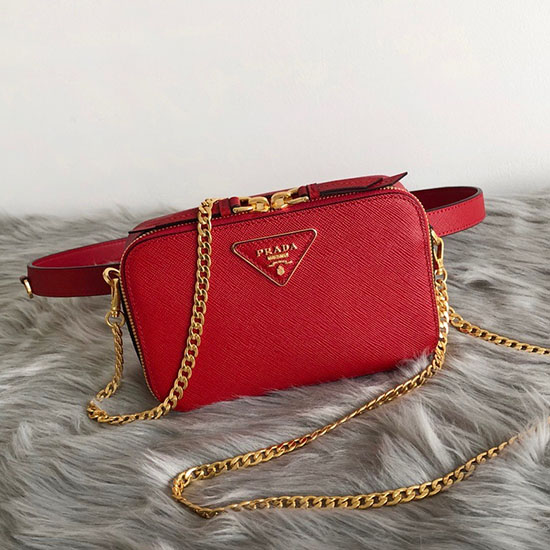 Prada Odette Marsupio In Pelle Saffiano Rosso 1bl019