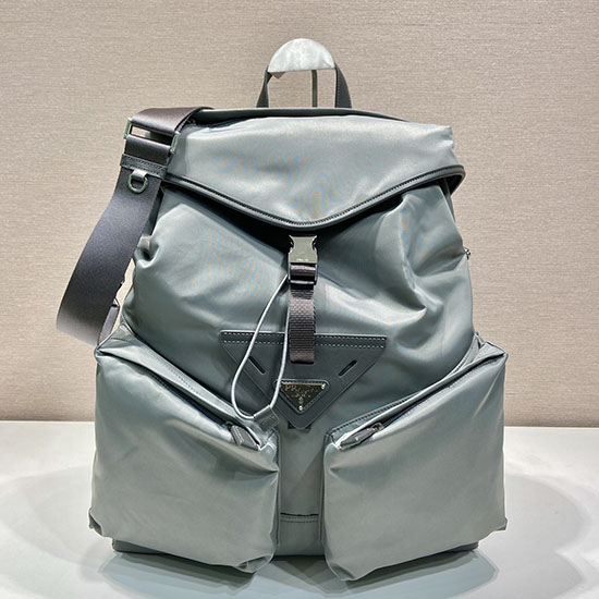 Prada Zaino In Re-nylon E Pelle Grigio 2vz108