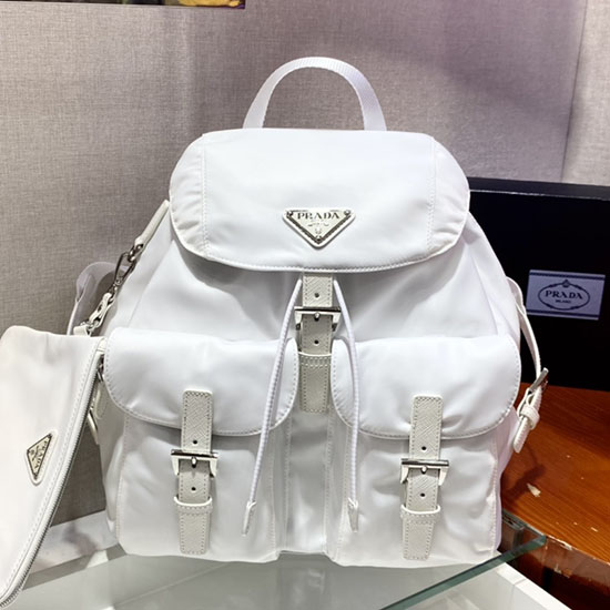 Prada Zaino Medio In Re-nylon Bianco 1bz811