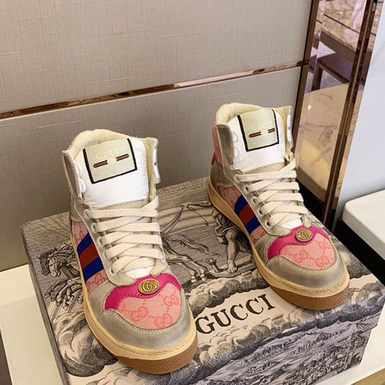 Sneaker Gucci Screener In Pelle Rosa Gs21101