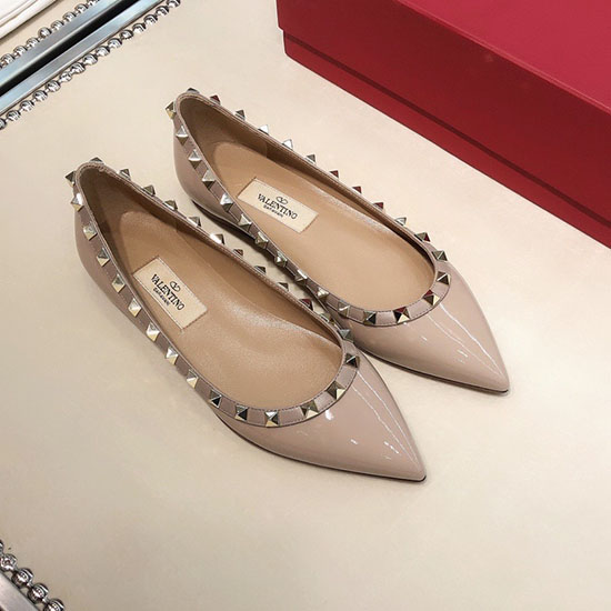 Valentino Ballerina Rockstud In Vernice Nuda Vs03084