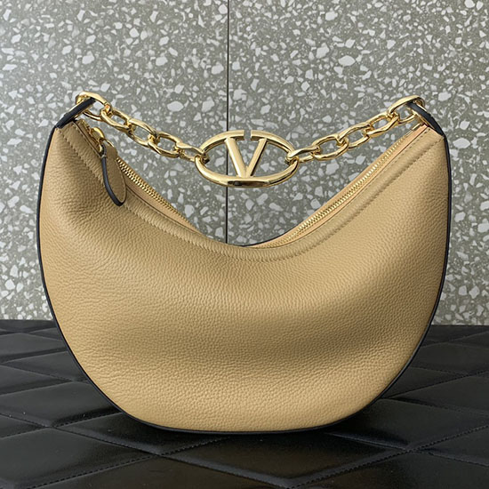 Valentino Borsa Hobo Piccola Vlogo Moon Cappuccino V0098