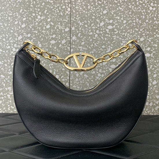 Valentino Borsa Hobo Piccola Vlogo Moon Nera V0098