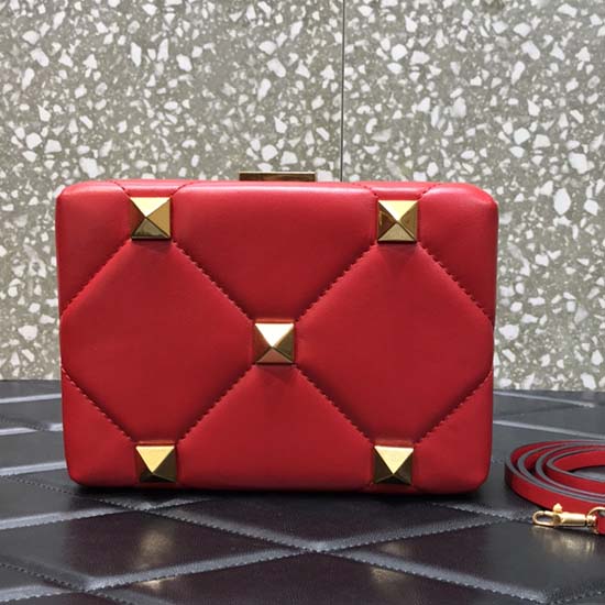 Valentino Borsa Mini In Pelle Con Borchie Romane Rossa V0659