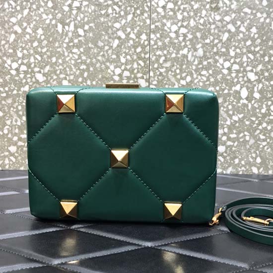 Valentino Borsa Mini In Pelle Con Borchie Romane Verde V0659