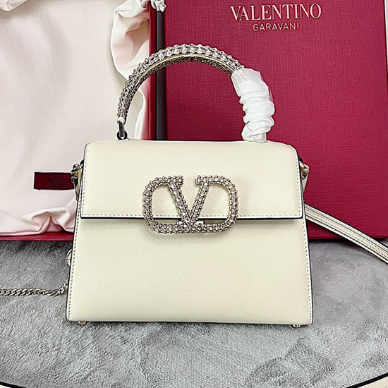 Valentino Borsa Piccola Vsling Decorata Con Cristalli Bianca V2628