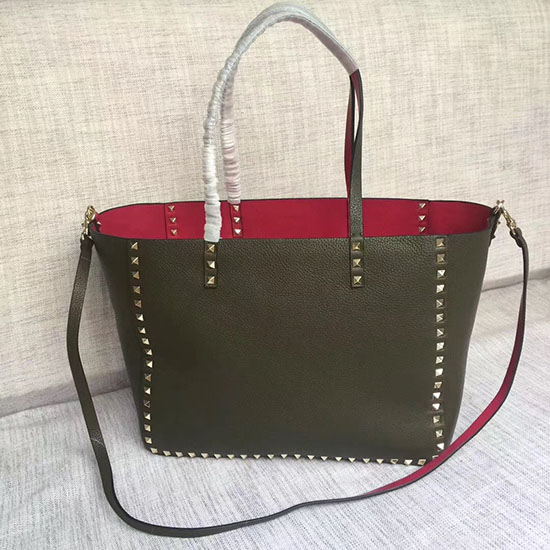 Valentino Borsa Tote Double Reversibile Rockstud Rolling Per Chitarra Verde 102320