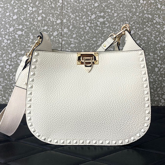 Valentino Garavani Borsa Hobo Rockstud Bianca V0042