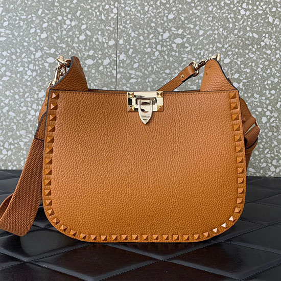 Valentino Garavani Borsa Hobo Rockstud Cammello V0042