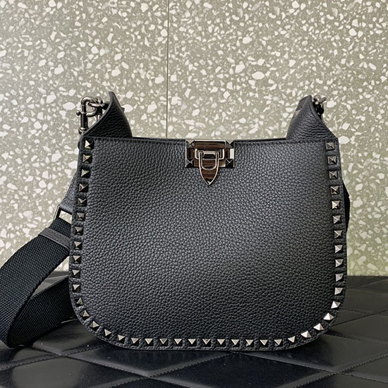 Valentino Garavani Borsa Hobo Rockstud Nera V0042