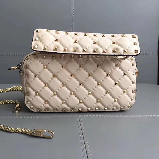 Valentino Garavani Borsa Per Fotocamera Rockstud Spike Gratuita Bianco Sporco V0125