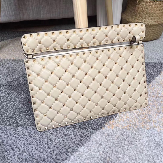 Valentino Garavani Pochette Rockstud Spike Bianco Sporco V0177