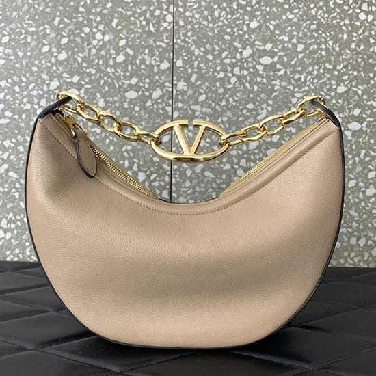 Valentino Piccola Borsa Hobo Vlogo Moon Beige V0098