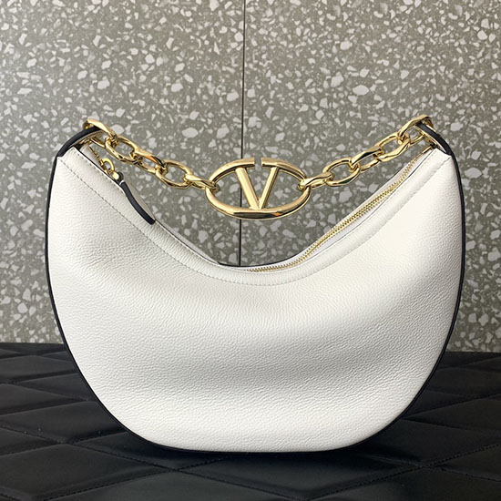 Valentino Piccola Borsa Hobo Vlogo Moon Bianca V0098