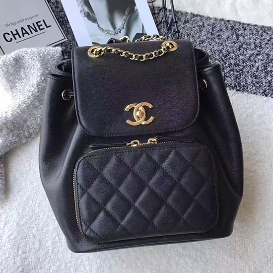 Zaino Chanel In Pelle Di Vitello Granulata Nero A93748