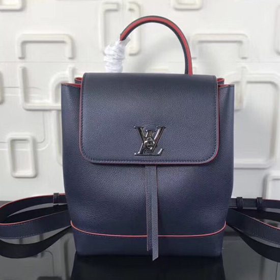 Zaino Louis Vuitton Lockme In Morbida Pelle Di Vitello Marine Rouge M41817