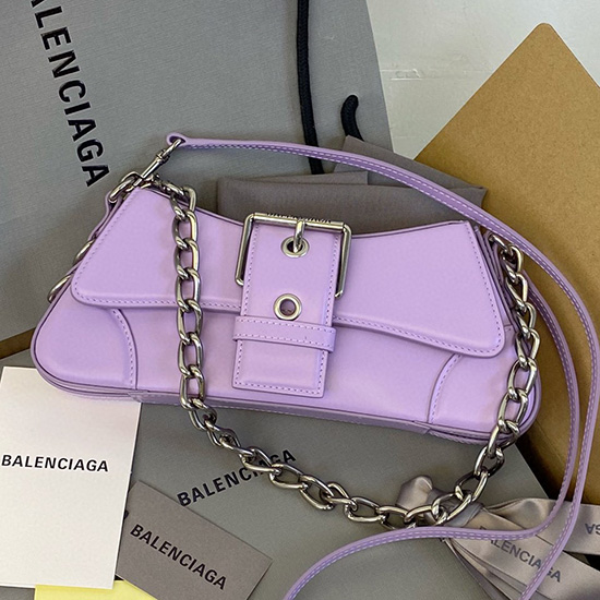 Balenciaga Lindsay حقيبة كتف جلدية صغيرة أرجوانية B701141