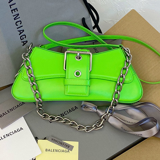 Balenciaga Lindsay حقيبة كتف جلدية صغيرة باللون الأخضر B701141