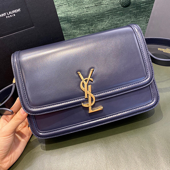 YSL سولفرينو حقيبة متوسطة الحجم باللون الأزرق الملكي 634305