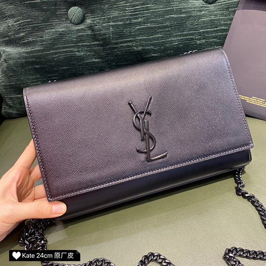 YSL كيت 24 حقيبة سلسلة سوداء 354021