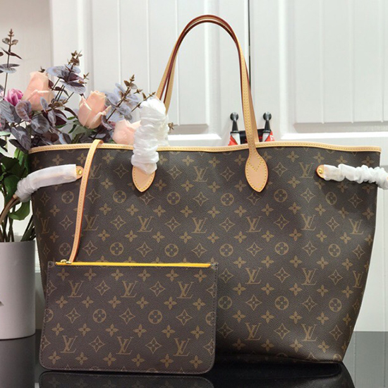 لويس فويتون مونوغرام قماش Neverfull GM أصفر M40990