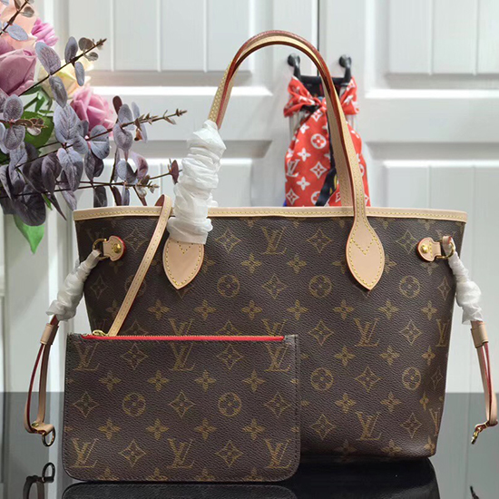 لويس فويتون مونوغرام كانفاس Neverfull PM أحمر M41000