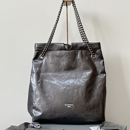 Balenciaga Crush средна чанта сребърна B742941